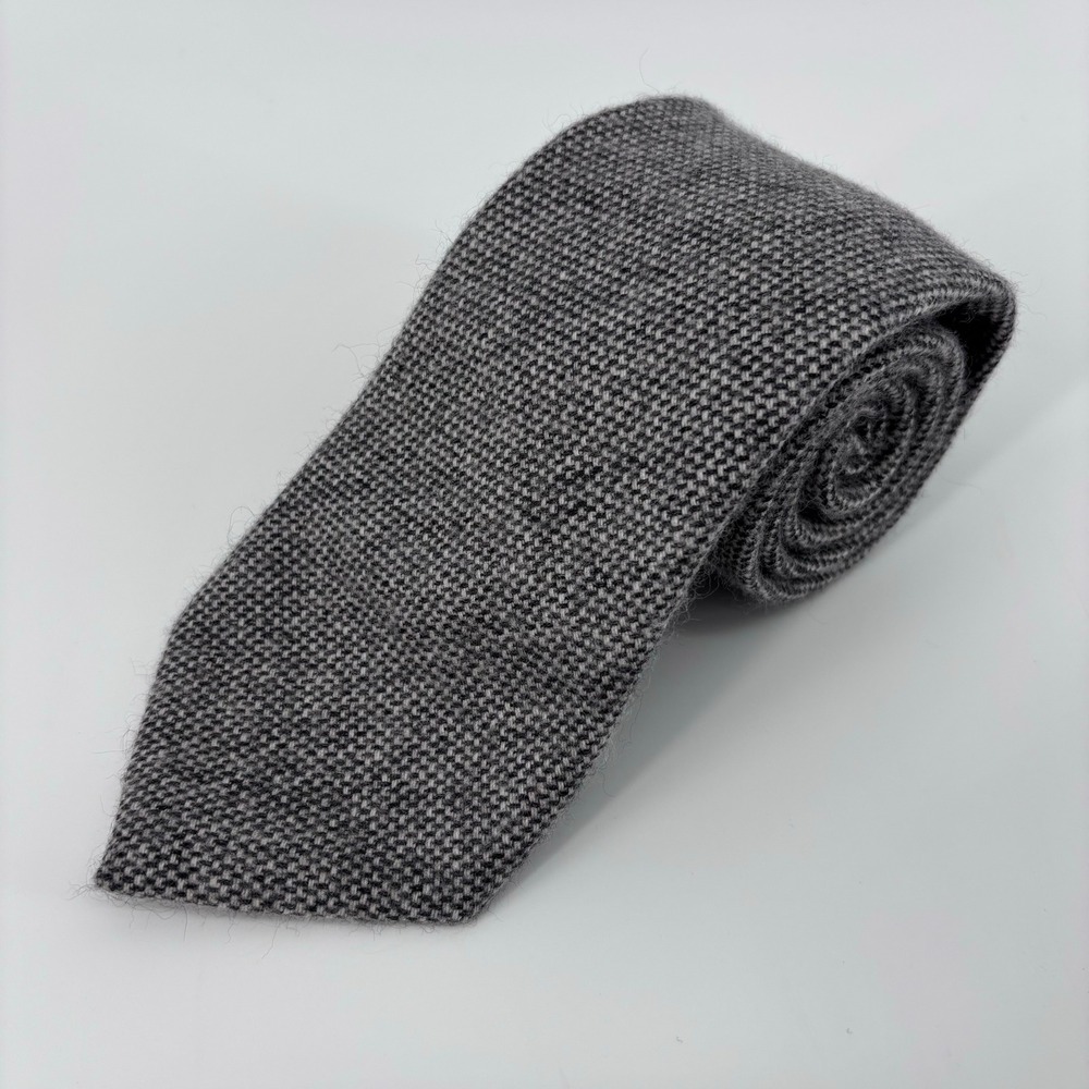 Ben Silver Cashmere Hopsack Weave Necktie Men Gray Hand Made France Luxury Tie